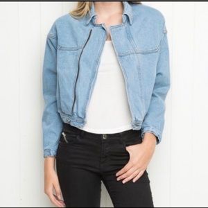 BRANDY MELVILLE ISABELLE CROP DENIM JACKET